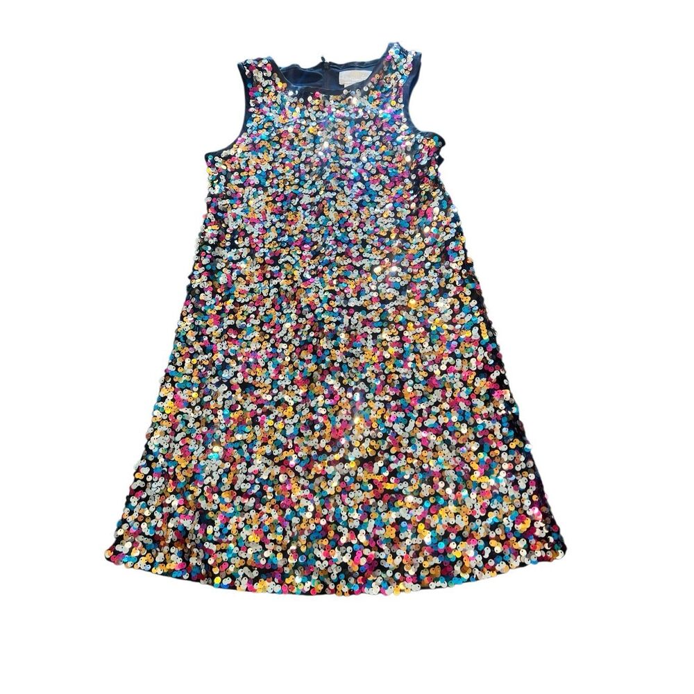 Lavender Girls Multicolor Sequined Sleeveless A-Line Shift Dress Black Size 7/8